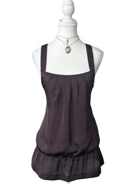 Y2K “Mexx” Brown Sheer Ruffle Style Mini Dress or Tunic